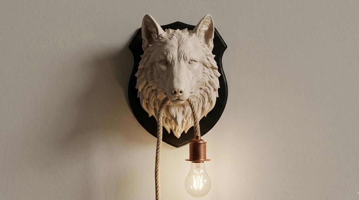 🦊 Kurt Başı Duvar Aplik – Özel Tasarım